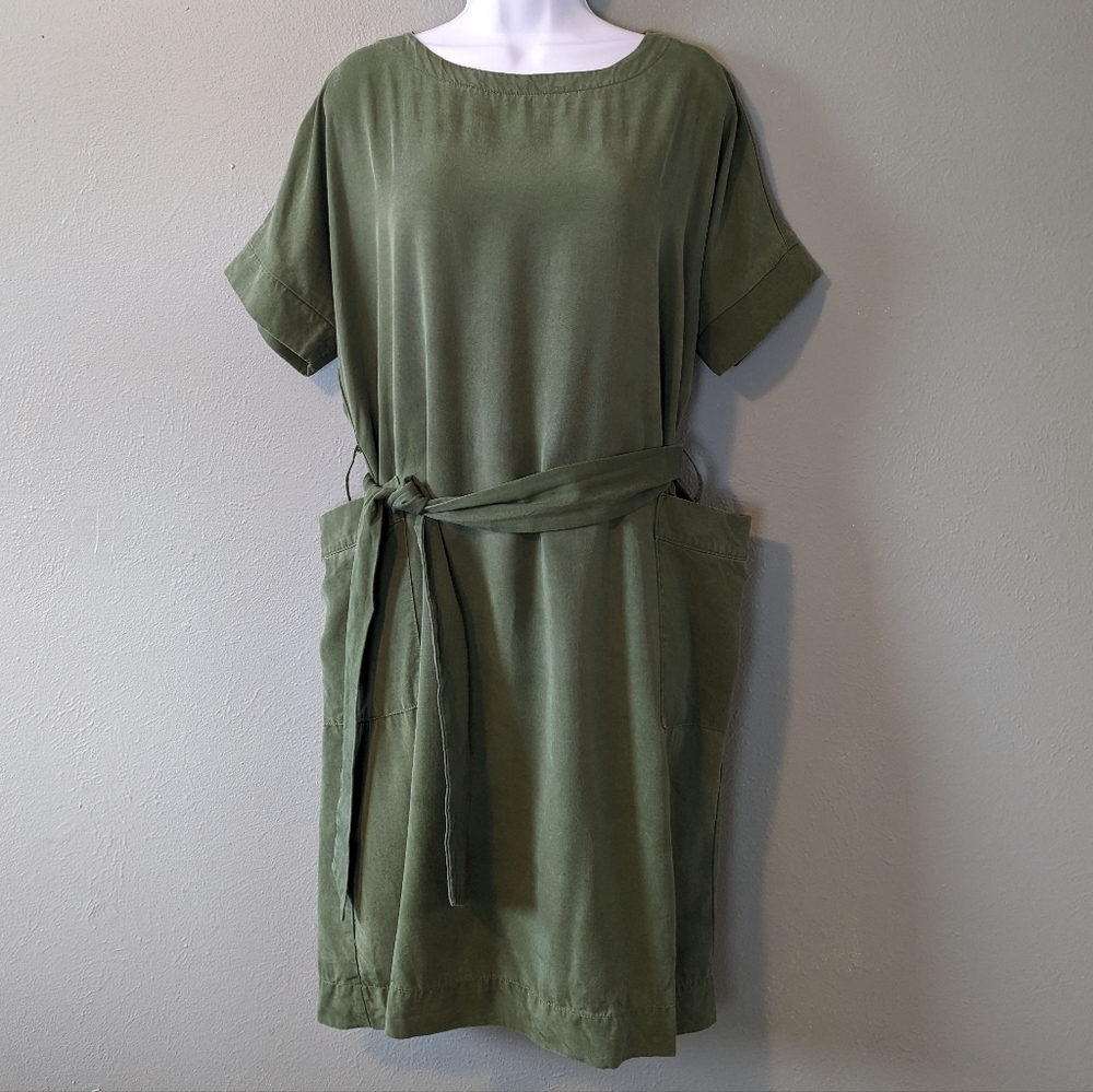 Francois Beauregard Green Wrap Tie Shirt Dress Size S